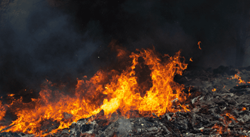 Burning fire at waste site