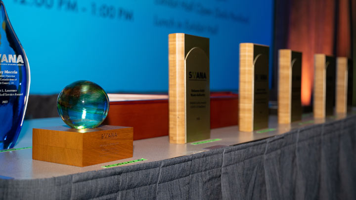 SWANA Awards arranged on a table
