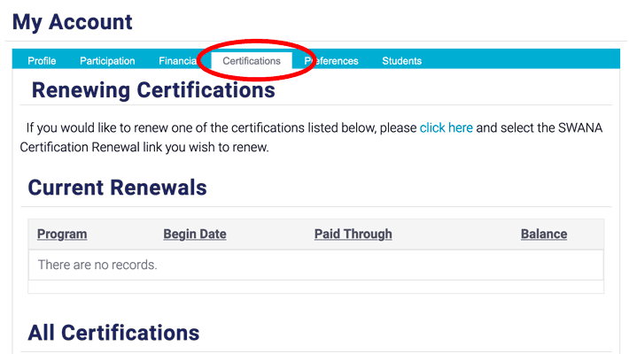 View Certifications in profile