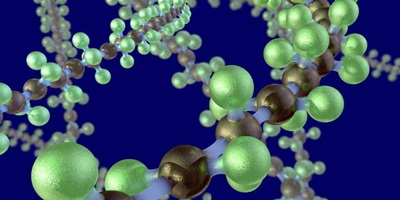 3D rendering of Teflon molecule