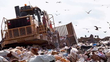 bulldozer on a landfill