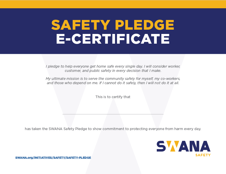 SWANA Safety Pledge E-Certificate